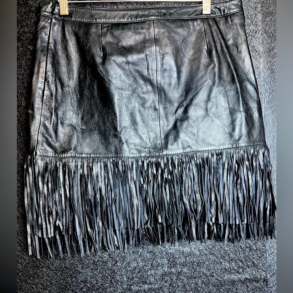 Barney’s Original Real Leather Skirt Fringe Hem